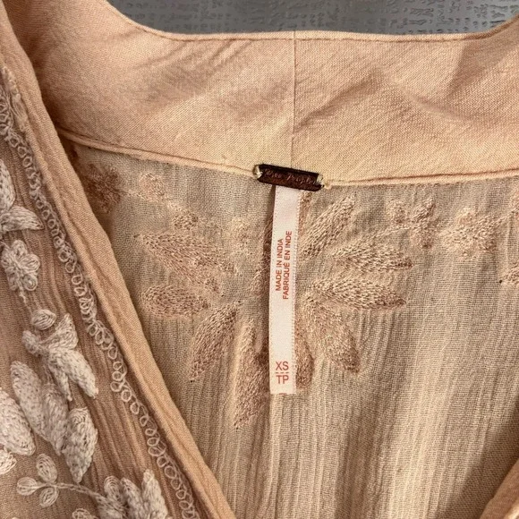 Free People Dress Womens XS Boho Cottage Midi Sheer Festival Romantic Whimsical - Picture 4 of 7